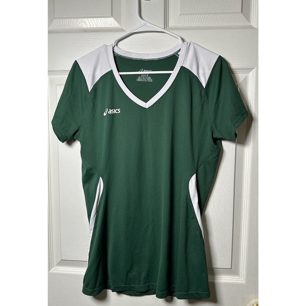 ASICS Women's Blocker Athletic Volleyball Jersey Top Short Sleeve, Dark Green LG